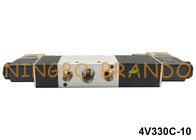 3/8 `` NPT BSPT 4V330C-10 صمامات هوائية بملف لولبي كهربائي مزدوج 5 منفذ 3 مواضع