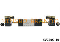 3/8 `` NPT BSPT 4V330C-10 صمامات هوائية بملف لولبي كهربائي مزدوج 5 منفذ 3 مواضع