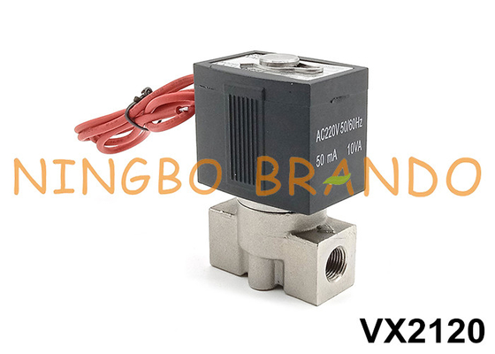 الصمام الكهربائي من الفولاذ المقاوم للصدأ من نوع SMC VX2120-02 1/4' 24V 220V
