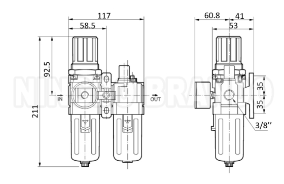 AC3010 1/4' 3/8' مُنظّم فلتر الهواء مطهر FR.L مزيج