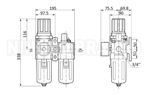 AC5010-06 AC5010-10 SMC نوع مرشح الهواء الهوائي FRL