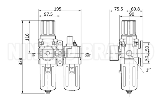 AC5010-06 AC5010-10 SMC نوع مرشح الهواء الهوائي FRL