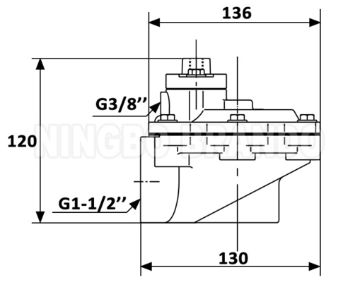 G353A046 الزاوية اليمنى 1-1/2' صمام الطيار عن بعد لجمع الغبار