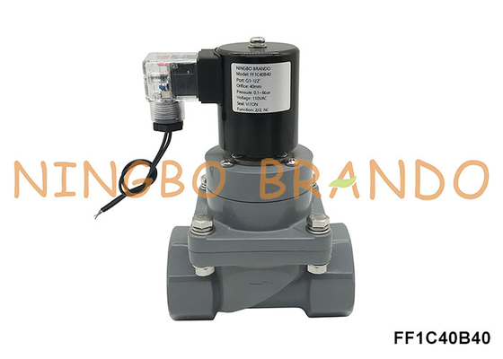 1-1/2'' DN40 صمام الكهربائي المضاد للتآكل CPVC للحمض الكيميائي 220V