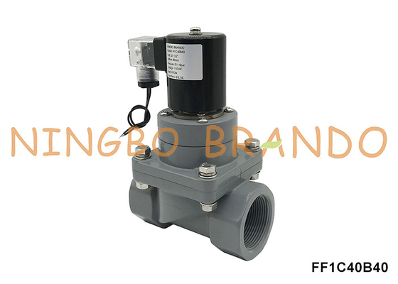 1-1/2'' DN40 صمام الكهربائي المضاد للتآكل CPVC للحمض الكيميائي 220V
