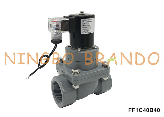 1-1/2'' DN40 صمام الكهربائي المضاد للتآكل CPVC للحمض الكيميائي 220V