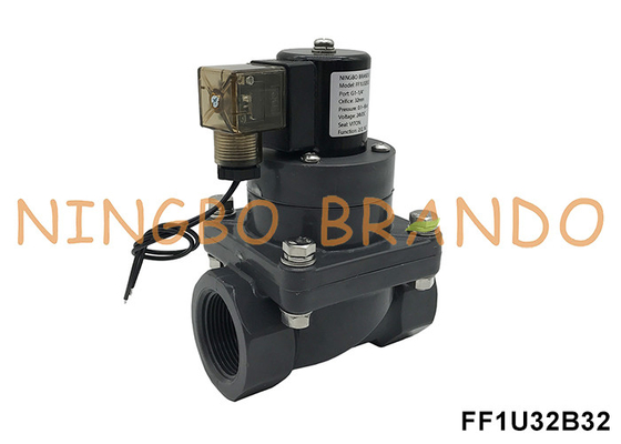 1-1/4' DN32 صمام UPVC المقاوم للتآكل للحمض الكيميائي 24V 220V