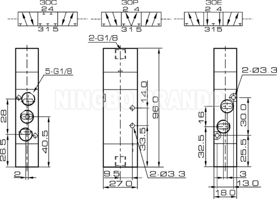 Airtac نوع 4A130C-06 1/8'' صمام الطيار الهوائي الهوائي 5/3 طريق