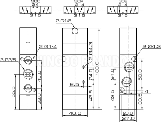 صمام هوائي تجريبي هوائي من نوع AirTac 4A330C-10 5 اتجاهات 3 أوضاع 3/8 بوصة