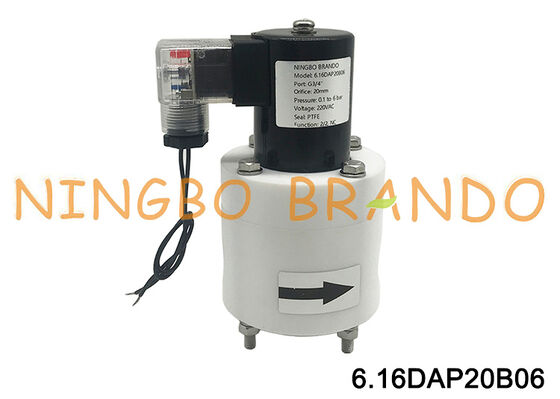 3/4 '' صمام الملف اللولبي PTFE المضاد للتآكل DC24V AC110V AC220V