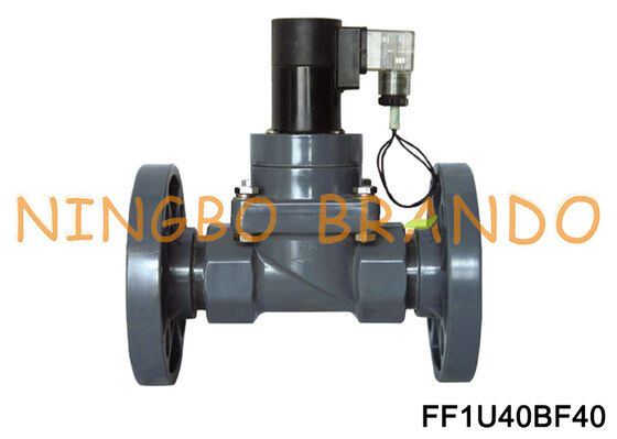 1-1/2 '' صمام الحجاب الحاجز ذات الحواف UPVC DN40 صمام مضاد للتآكل 220 فولت 110 فولت 24 فولت