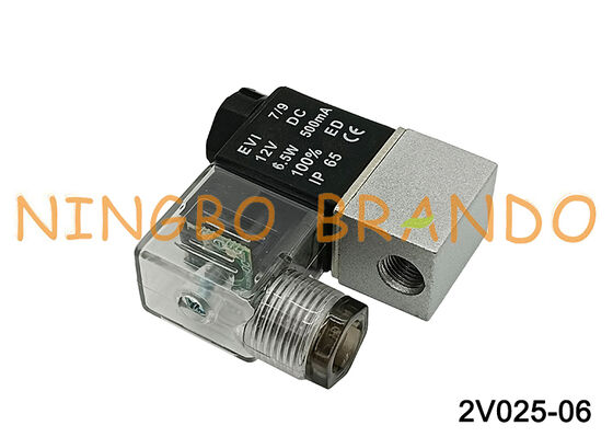 نوع Airtac 2V025-06 صمام الملف اللولبي ثنائي الاتجاه 1/8 بوصة 12VDC DC 12V