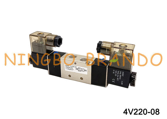 4V220-08 صمام هواء الملف اللولبي 2 موضع 5 طريقة DC24V 12V AC220V AC110V