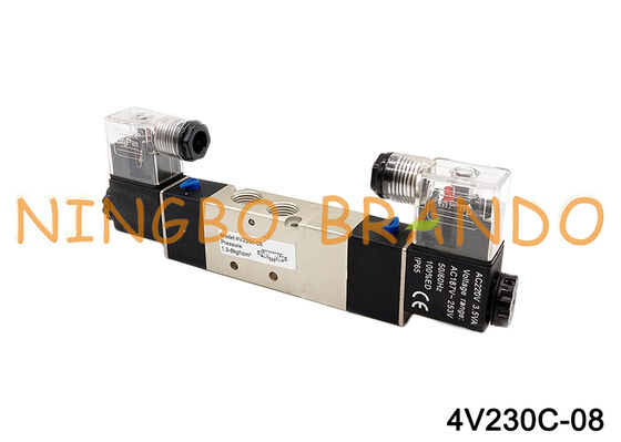 هوائي الملف اللولبي صمام الهواء 4V230C-08 12V / 24V / 110V / 220V 5 طريقة 3 موقف