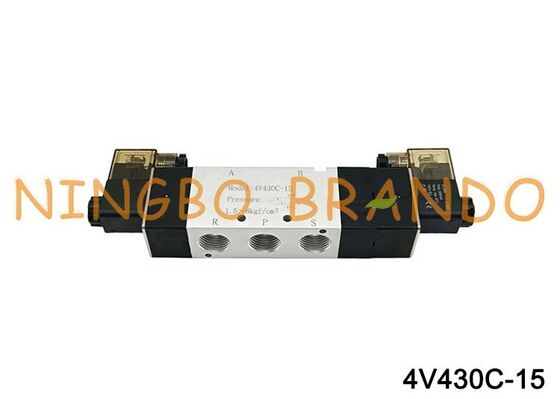 Airtac نوع 4V430C-15 صمام الهواء الملف اللولبي 5/3 طريقة 4V400 سلسلة