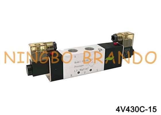 Airtac نوع 4V430C-15 صمام الهواء الملف اللولبي 5/3 طريقة 4V400 سلسلة