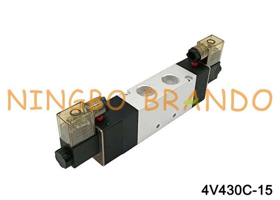 Airtac نوع 4V430C-15 صمام الهواء الملف اللولبي 5/3 طريقة 4V400 سلسلة