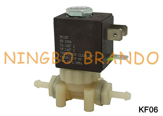 2 طريقة NC الغذاء الصف PA66 البلاستيك صمام الملف اللولبي المياه DC12V KF06