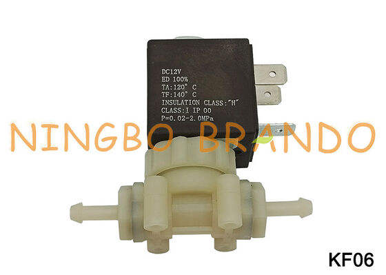 2 طريقة NC الغذاء الصف PA66 البلاستيك صمام الملف اللولبي المياه DC12V KF06