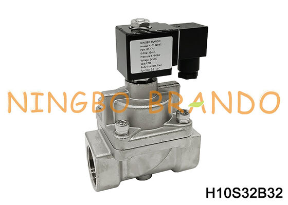 DN32 1-1/4 '' 6 إلى 80 بار صمام الملف اللولبي الفولاذ المقاوم للصدأ عالي الضغط 24 فولت 220 فولت