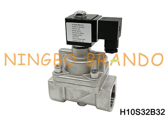 DN32 1-1/4 '' 6 إلى 80 بار صمام الملف اللولبي الفولاذ المقاوم للصدأ عالي الضغط 24 فولت 220 فولت