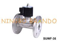 SUWF-35 1 1/4 `` صمام ملف لولبي للمياه من الفولاذ المقاوم للصدأ ذو حواف 24 فولت 220 فولت