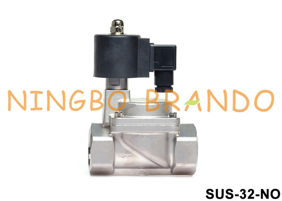 1-1 / 4 `` 2 طريقة فتح عادي SS 304 صمام الملف اللولبي PTFE ختم 24 فولت 220 فولت