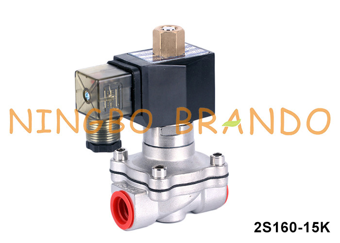 1/2'' 2 طريق عادة المياه المفتوحة الصمام الكهربائي الفولاذ المقاوم للصدأ 220V 110V 24V 12V