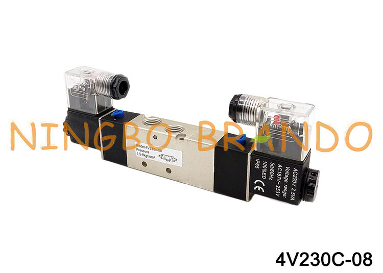 هوائي الملف اللولبي صمام الهواء 4V230C-08 12V / 24V / 110V / 220V 5 طريقة 3 موقف