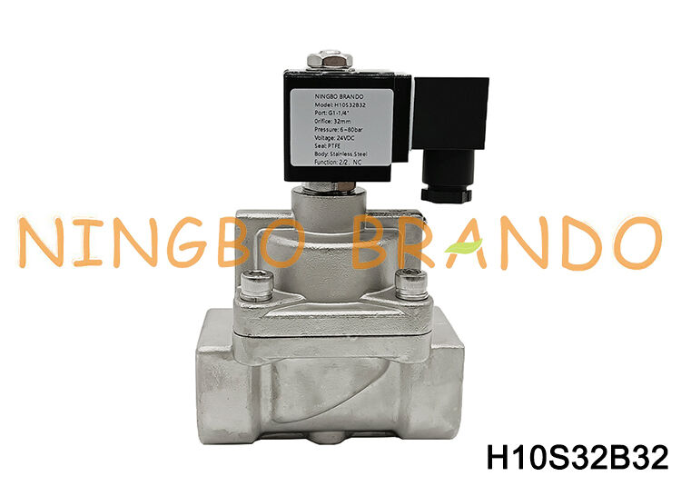 DN32 1-1/4 '' 6 إلى 80 بار صمام الملف اللولبي الفولاذ المقاوم للصدأ عالي الضغط 24 فولت 220 فولت