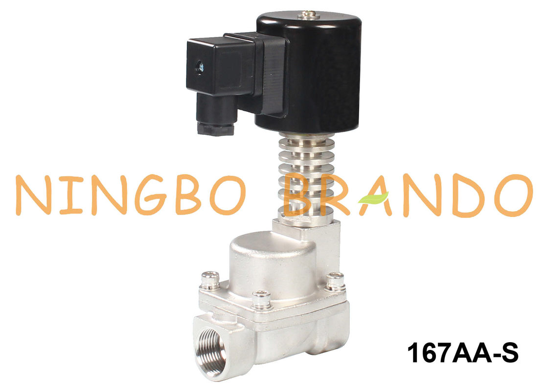 صمام الملف اللولبي الفولاذ المقاوم للصدأ الماء الساخن 3/8 `` 1/2 '' 3/4 '' 24V 220V