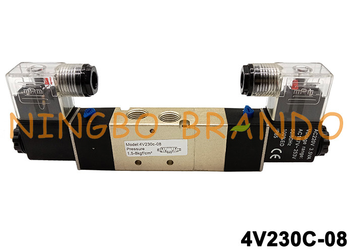 AirTAC Type PT1 / 4 4V230C-08 صمام الملف اللولبي 220 فولت تيار متردد 24 فولت تيار مستمر 5/3 طريقة