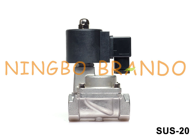 3/4 `` 2/2 طريقة NC الطيار مكبس الفولاذ المقاوم للصدأ الملف اللولبي صمام 24V 220V