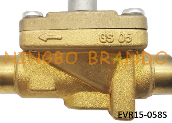 032L1225 Refrigeration Solenoid Valve s Type EVR15 7/8" ODF Solder Brass Body For Air Conditioning