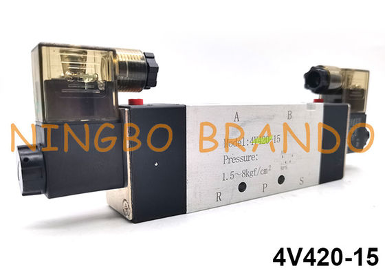 4V420-15 Airtac نوع التحكم في الهواء صمام الملف اللولبي هوائي 5/2 طريقة 24V 220V