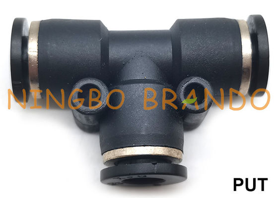 PUT Union Tee تركيبات خرطوم هوائي بلاستيك 3 طرق 1/8 `` 1/4 '' 3/8 `` 1/2 