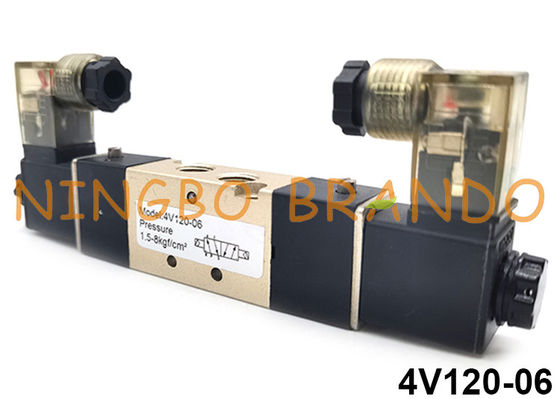 4V120-06 5/2 طريقة Airtac نوع هوائي صمام الملف اللولبي المزدوج 24V 110V 220V
