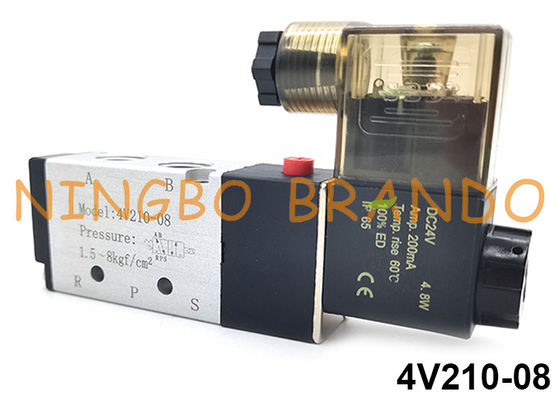 4V210-08 5/2 طريقة Airtac نوع هوائي واحد صمام الملف اللولبي 24V 110V 220V