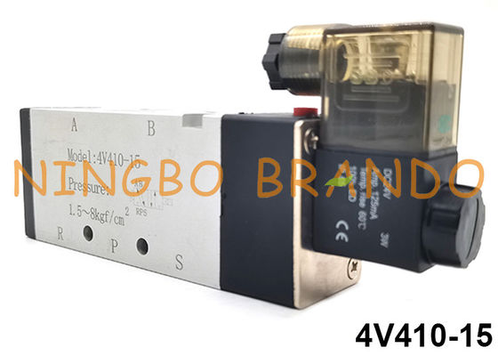 4V410-15 Airtac نوع 5/2 طريقة التحكم في الهواء صمام الملف اللولبي الهوائي الفردي 24 فولت 220 فولت