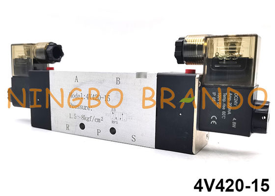 4V420-15 Airtac نوع 5/2 طريقة مزدوجة الملف اللولبي هوائي صمام الملف اللولبي 24V 220V