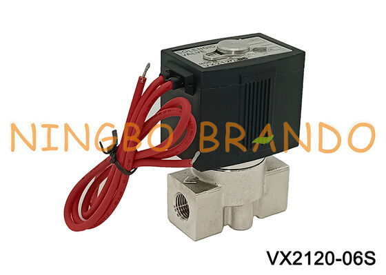 SMC نوع Vx2120 1/4 '' 2/2 طريقة صمام الملف اللولبي الفولاذ المقاوم للصدأ 220 فولت 24 فولت