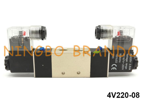 1/4 `` 4V220-08 Airtac نوع هوائي الملف اللولبي صمام 5 طريقة 2 موقف 220V