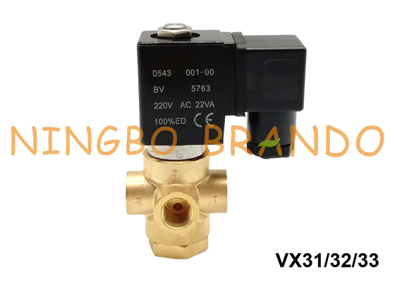 صمام الملف اللولبي النحاسي من النوع ASCO 3 طرق للهواء المائي 1/8 `` 1/4 '' 24V 220V